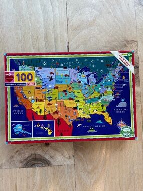 100-Piece USA Map Puzzle for Kids - Navy & Multicolor